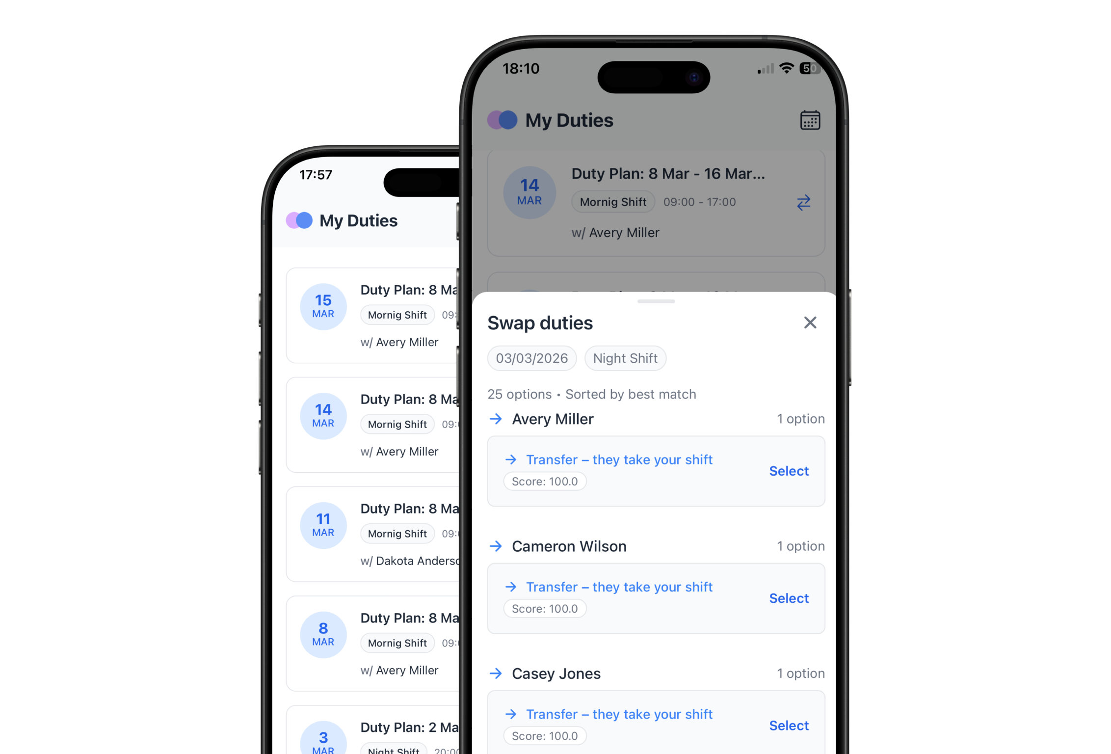 Easy rescheduling interface